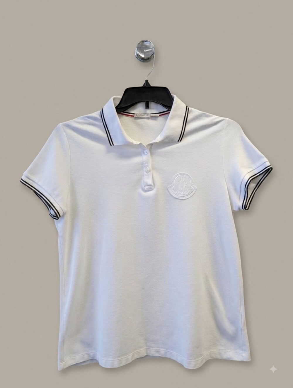 Moncler Women's Maglia Polo Manica Corta White Shirt Sz XL Authentic
